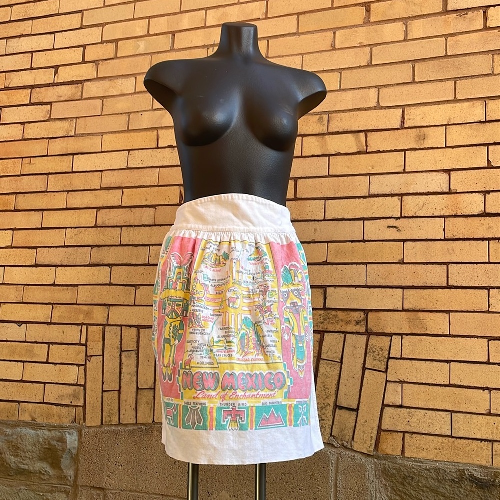 Vintage 70’s New Mexico Map Print Land of Enchantment Southwest Souvenir Apron